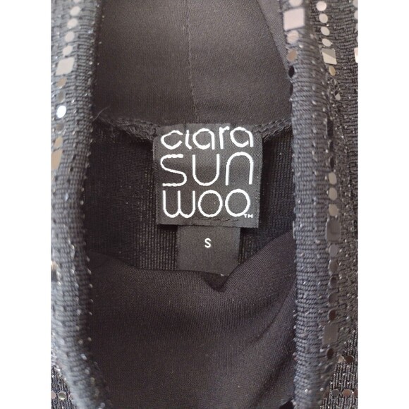 Clara Sunwoo Shimmer Top Small Signature Cold Shoulder Black New - Picture 4 of 7